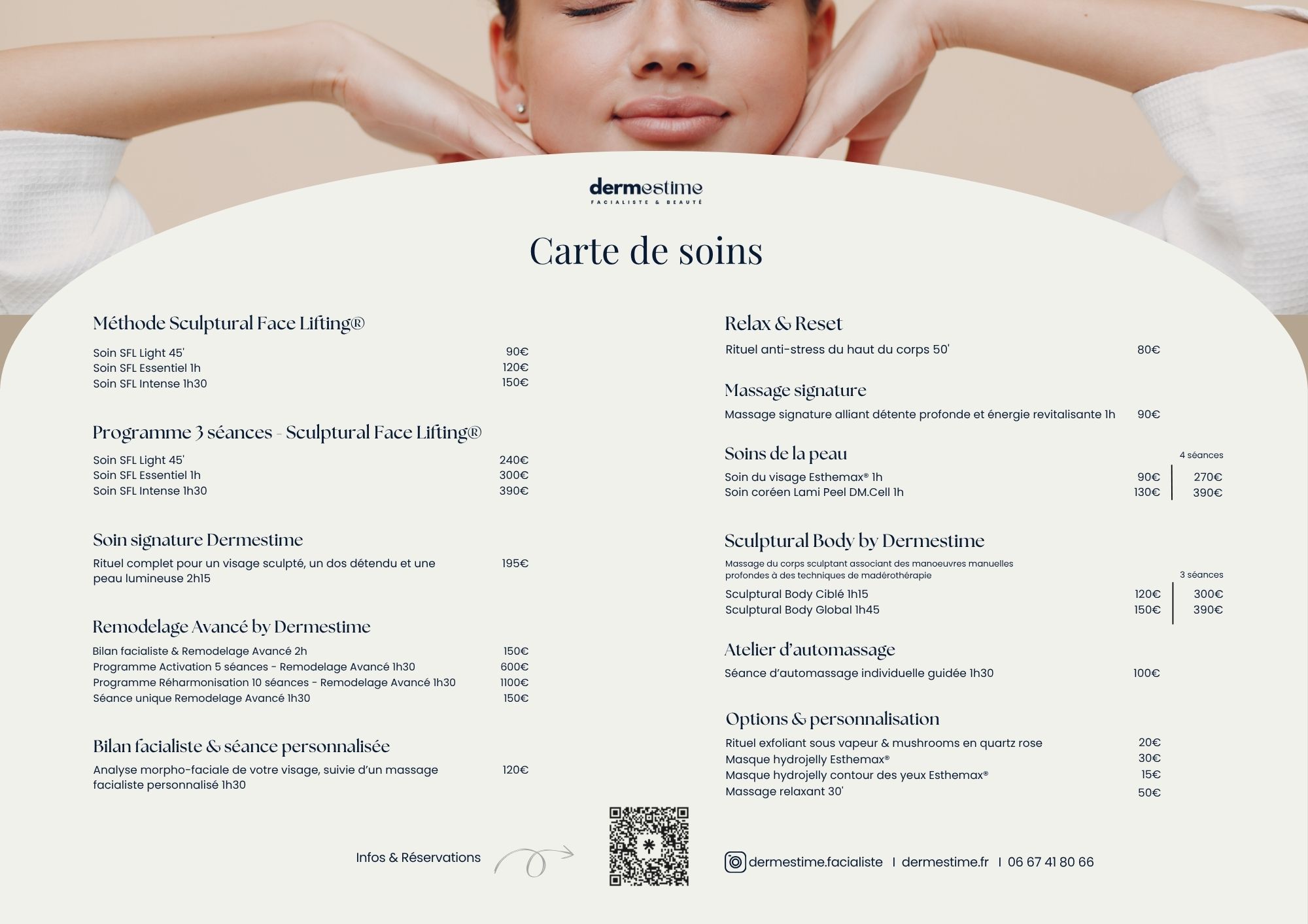 Carte de soins Dermestime Facialiste Nice